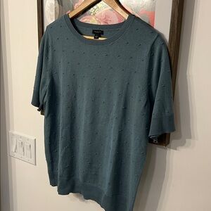 ANN TAYLOR FACTORY Dusty Blue Textured Short Sleeve Sweater